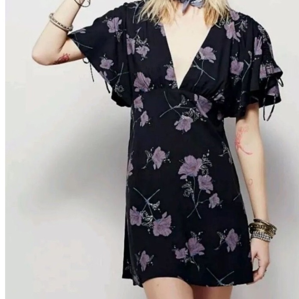 NWOT Free People Small Tunic Dress Black/purple